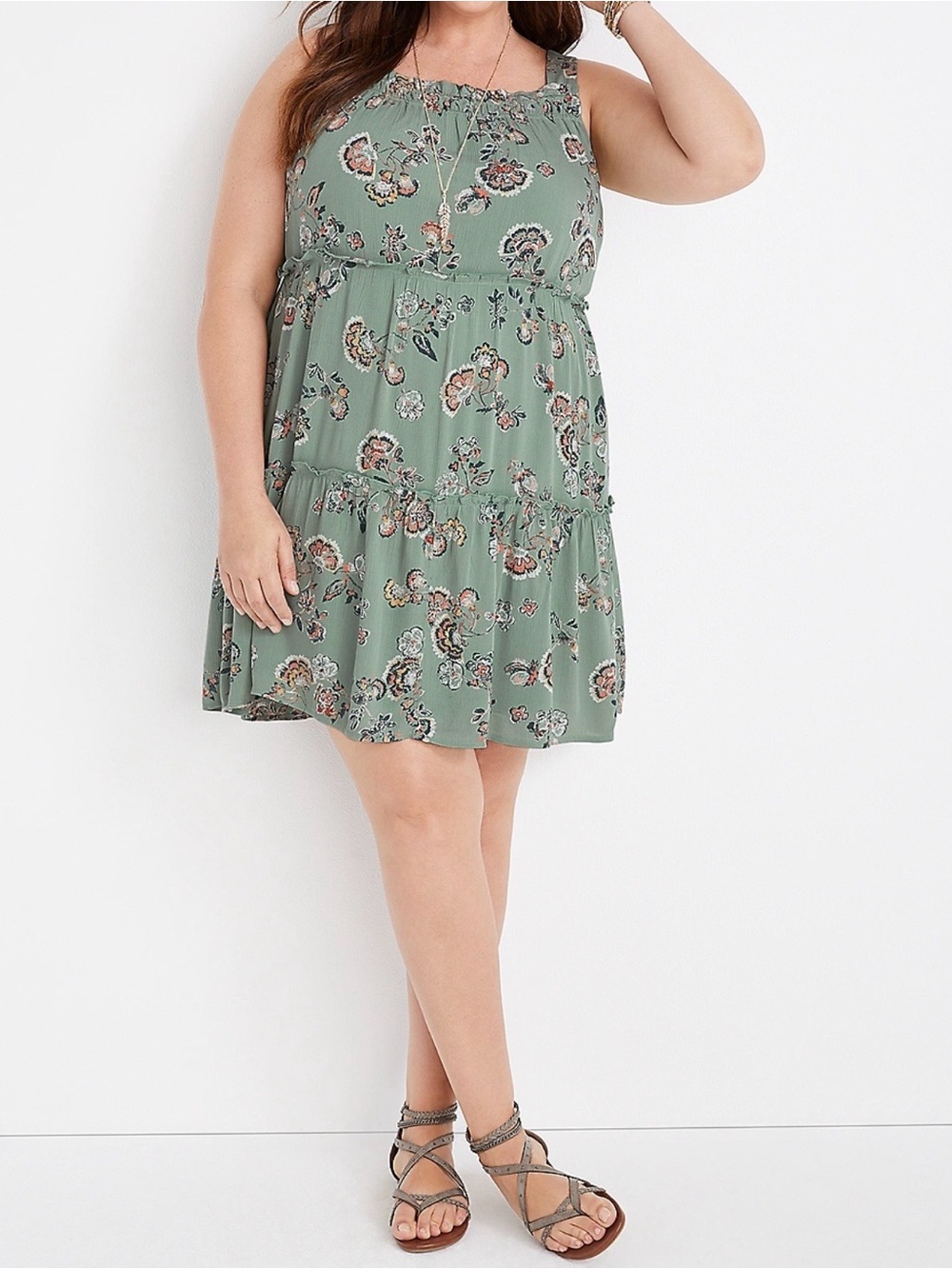 Maurices Plus Size Floral Tiered Lined Babydoll Mini Dress Size 4X